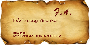 Füzessy Aranka névjegykártya